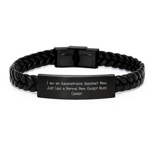 Administrative Assistant Gifts for Her, Interlaced Leather Bracelet - Funny Quote Gifts from Mom, Women's Unique Mother's Day Unique Gifts for Administrative Assistant Moms - Image 1