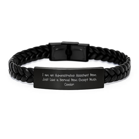 Image of Administrative Assistant Gifts for Her, Interlaced Leather Bracelet - Funny Quote Gifts from Mom, Women's Unique Mother's Day Unique Gifts for Administrative Assistant Moms - Image 1