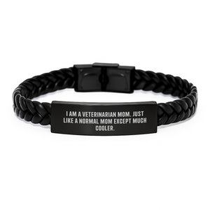 Funny Veterinarian Mom's Interlaced Leather Bracelet Gifts from Family for Mother's Day - Image 1