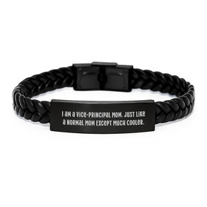 Vice-Principal Gifts from Mom - Funny Vice Principal Interlaced Leather Bracelet, Stainless Steel and PU Leather, Dad or Husband Unique Gifts for Father's Day - Image 1