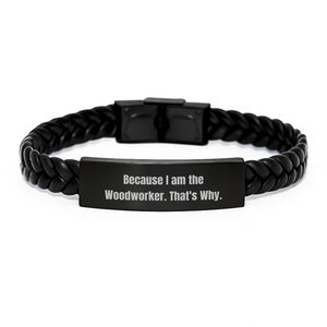 Woodworker Gifts from Men, Funny Interlaced Leather Bracelet for Woodworker, Unique Father's Day Unique Gifts for Him - Image 1