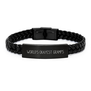 Funny Gramps Gifts, Unique Interlaced Leather Bracelet for Men - Birthday Unique Gifts from Family to Dad - Image 1