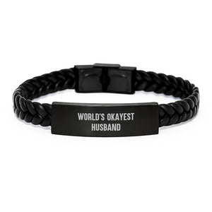 Funny Husband Gifts from Wife to Husband, Interlaced Leather Bracelet Men's Unique Father's Day Unique Gifts for Husband - Image 1