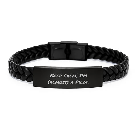 Image of Pilot Inspiration Interlaced Leather Bracelet Gifts for Pilot Graduation Unique - Image 1