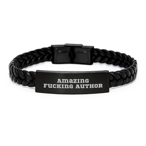 Author Gifts Funny Quote Interlaced Leather Bracelet for Men, Women, Friends, Coworkers, Family - Gifts from Amazing F--king Author for Birthday - Image 1