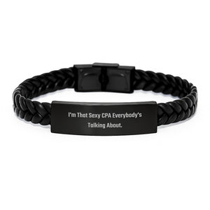 Funny CPA Gifts for Men, Unique Graduation Unique Gifts, Sexy Cpa Everybody's Talking About Interlaced Leather Bracelet, Gifts from Men for Graduation - Image 1