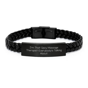 Sexy Massage Therapist Gifts for Graduation, Funny Interlaced Leather Bracelet from Friends, Gifts for Massage Therapist - Image 1