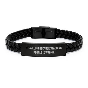 Traveling Interlaced Leather Bracelet Funny Quote for Friends Gifts from Men to Traveling Lovers Graduation Unique Gifts - Image 1