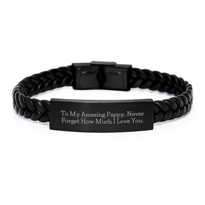 Personalized Interlaced Leather Bracelet Gifts from Family for Pappy, To My Amazing Pappy - Inspirational Graduation Unique Gift for Men - Image 1
