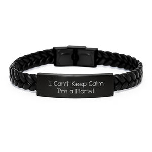 Funny Florist Gifts for Men - I Can't Keep Calm I'm A Florist Interlaced Leather Bracelet, Gifts from Women to Friends - Graduation Unique Gifts for Florist - Image 1