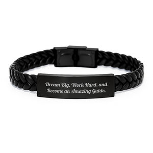 Guide Inspirational Gifts from Friends - Interlaced Leather Birthday Wishes, 'Dream Big, Work Hard, And Become An Amazing Guide.' for Guide Enthusiasts - Image 1
