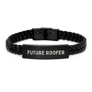 Funny Roofer Gifts, Interlaced Leather Bracelet, 'Future Roofer' Quote Birthday, Gifts from Family, Gifts for Roofer - Image 1