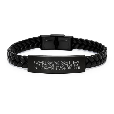 Image of Unique Gifts from Friends to Loan Officer - 'I Love How We Don't Have To Say Out Loud' Interlaced Leather Bracelet for Men, Graduation Unique Gifts - Image 1