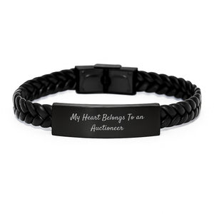 Funny Auctioneer Gift, Unique Interlaced Leather Bracelet for Auctioneer Enthusiasts, Birthday Unique Gifts from Men to Auctioneer - Image 1