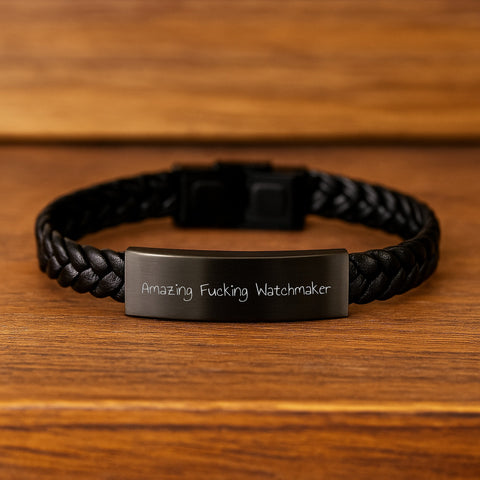 Image of Unique Watchmaker Gifts, Funny Quote Watchmaker Interlaced Leather Bracelet for Men, Gifts from Friends to Watchmaker, Graduation Unique Gifts - Image 2