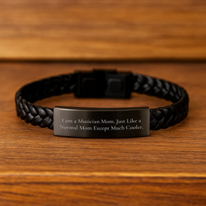 Cool Musician Mom Interlaced Leather Bracelet, Funny Inspirational Gift for Musician Women, Gifts from Family, Unique Mother's Day Unique Gifts for Mom