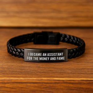 Gifts for Assistant, Interlaced Leather Bracelet with Funny Quote, Graduation Unique Gifts from Family