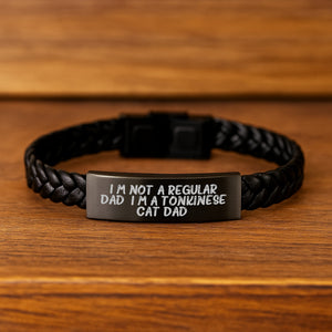 Tonkinese Cat Dad Gifts Leather Interlaced Bracelets Funny Quote, Birthday Unique Gifts for Men, Women, Friends, Coworkers from Family, Tonkinese Cat Lovers