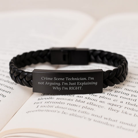 Image of Crime Scene Technician Funny Gifts from Friends for Men - Interlaced Leather Gradient Bracelet for Graduation, 'I'm Not Arguing. I'm Just Explaining Why I'm Right.' Quote, Unique for Coworkers - Image 3