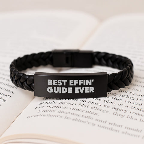 Image of Funny Guide Gifts, Best Effin' Guide Ever Interlaced Leather Bracelet, Valentine's Unique Gifts for Guide Lovers - Gifts from Men to Women, Friends, or Family - Image 3