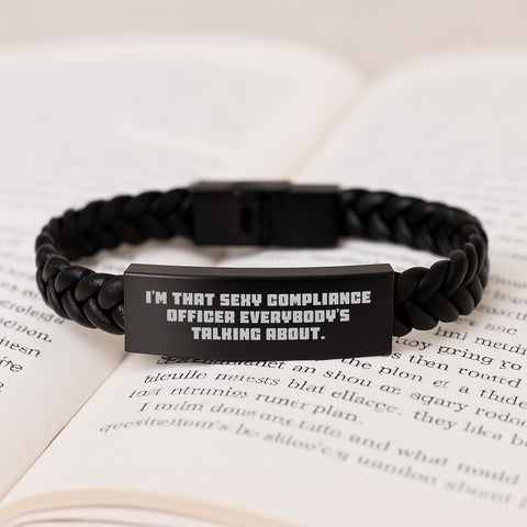 Image of Sexy Compliance Officer Funny Graduation Unique Gifts, Compliance Officer Interlaced Leather Bracelet, Funny Quote Gifts from Friends to Compliance Officer - Image 3