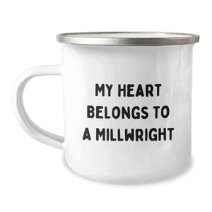 Funny Millwright Gifts for Him - My Heart Belongs To A Millwright, Unique Camping Mug for Valentine's, Men's Special - Image 1