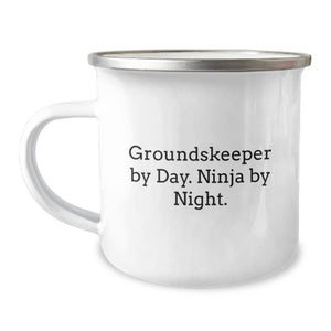 Funny groundskeeper Gifts from Friends for groundskeeper - Camping Mug - groundskeeper By Day Ninja By Night - Image 1