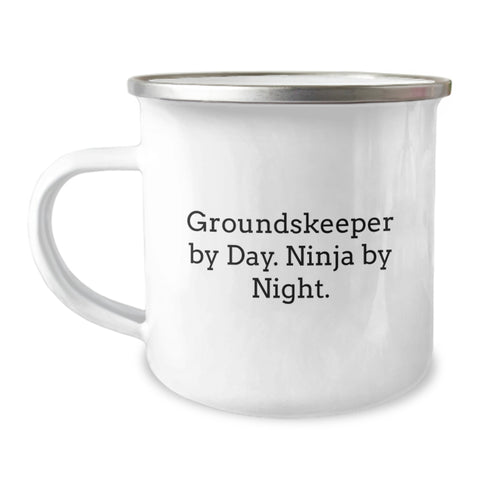 Image of Funny groundskeeper Gifts from Friends for groundskeeper - Camping Mug - groundskeeper By Day Ninja By Night - Image 1