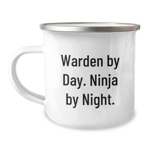Warden By Day Ninja By Night Funny Camping Mug Gifts for Warden Men, Unique Christmas Unique Gifts from Friends, 12 oz Stainless Steel with Enamel Finish - Image 1