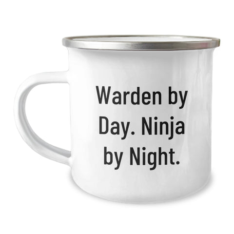 Image of Warden By Day Ninja By Night Funny Camping Mug Gifts for Warden Men, Unique Christmas Unique Gifts from Friends, 12 oz Stainless Steel with Enamel Finish - Image 1