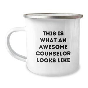 Funny Gifts from Friends for Counselor Graduation Unique Camping Mug with 'This Is What An Awesome Counselor Looks Like' Quote - Image 1