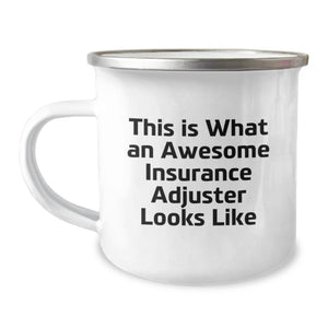 Funny Insurance Adjuster Gifts for Men Birthday Unique Camping Mug 'This Is What An Awesome Insurance Adjuster Looks Like' from Friends - Image 1