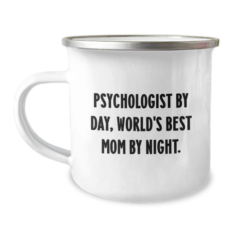 Image of Funny Psychologist Gifts from Mom, World's Best Psychologist by Day, Mom by Night, Camping Mug for Valentine's - Image 1
