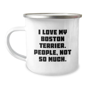 Boston Terrier Dog Lovers Funny Camping Mugs Gifts from Friends for Boston Terrier Dog's Birthday - Image 1