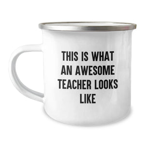 Funny Teacher Gifts from Friends - This Is What An Awesome Teacher Looks Like, Camping Mug for Birthday Unique Gifts for Teachers - Image 1