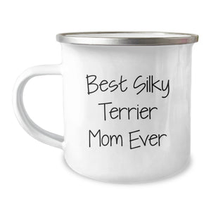 Funny Silky Terrier Dog Mom Valentine's Gifts for Her from Husband, Daughter, Friend - 12 oz Stainless Steel Camping Mug - Image 1
