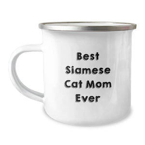 Funny Siamese Cat Mom Gifts from Men to Friends on Valentine's Unique Camping Mug - Image 1