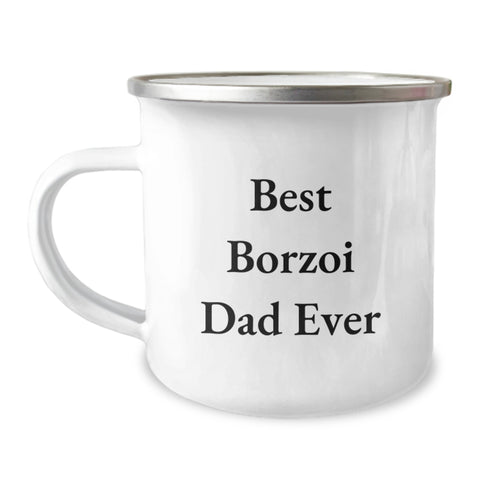 Image of Funny Borzoi Dog Camping Mug Gifts for Best Borzoi Dad Ever Birthday Unique Ideas from Family to Friends - Image 1