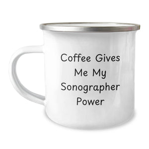 Funny Sonographer Gifts from Men to Women, Unique Christmas Unique Gifts for Sonographer Friends, Camping Mug with Coffee Gives Me My Sonographer Power - Image 1
