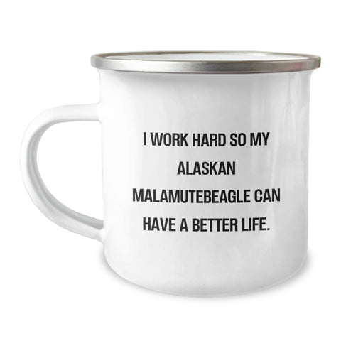 Image of Funny Alaskan Malamute Dog Lover Gifts from Men to Women for Valentine's Unique Camping Mug - Image 1