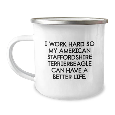 Image of Funny American Staffordshire Terrier Dog Gifts for Valentine's Camping Mug from Men to Family Members - Image 1