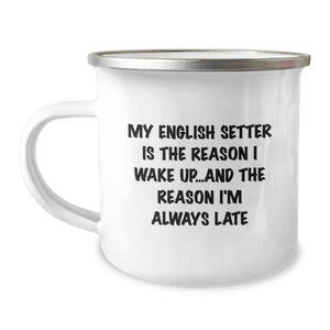 Funny English Setter Dog Lover Gifts from Friends to Family on Valentine's Camping Mug - Image 1