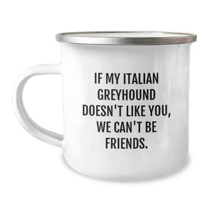 Italian Greyhound Dog Funny Gifts for Men, Women, Friends - If My Italian Greyhound Doesn't Like You, We Can't Be Friends, Camping Mug for Birthday - Image 1