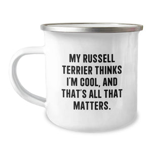 Funny Russell Terrier Dog Gifts for Men - Russell Terrier Dog Lover Camping Mug, Funny Dog Quotes, Valentine's Unique Gifts from Friends - Image 1