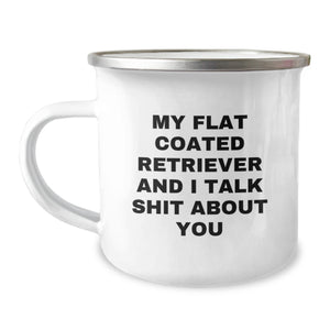 Flat Coated Retriever Dog Funny Camping Mugs Gifts for Friends and Family - Unique Birthday Presents from Men to Women - Image 1