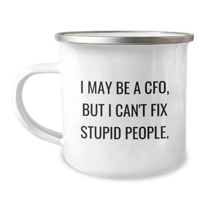 Funny CFO Gifts, I May Be A Cfo, But I Can't Fix Stupid People. Birthday Unique Gifts from Friends to Men, Unique Camping Mug for CFO - Image 1