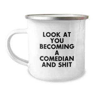 Funny Comedian Gifts for Men Friends Family, Unique Camping Mug with Comedian Quote, Christmas Unique Gifts from Men to Comedian - Image 1