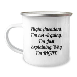 Flight Attendant Camping Mug, Funny Quote Gifts from Friends, Unique Graduation Gifts for Her, Flight Attendant Humor, Camping Mug for Men and Women - Image 1