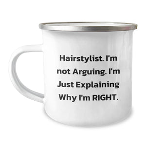 Funny Hairstylist Gifts from Friends - Camping Mug for Hairstylists at Christmas - Image 1