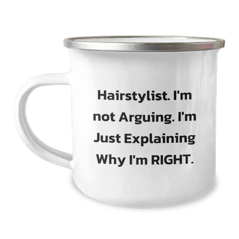 Image of Funny Hairstylist Gifts from Friends - Camping Mug for Hairstylists at Christmas - Image 1
